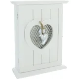 Famanu Schlüsselbox Silver Heart - Holz, Weiß, Landhausstil - Weiß