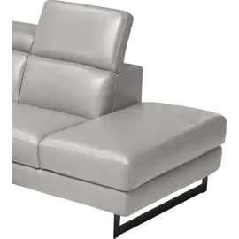 Egoitaliano Ecksofa "Candice, elegant, edel und bequem, erstklassiger Sitzkomfort, L-Form", weiß, B:278cm H:100cm T:221cm, Leder »BULL« (echtes Rindsleder). Geschliffenes, pigmentiertes und behandeltes Rindsleder mit einer Dicke von 1, 3-1, 5 mm.