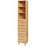 [en.casa] Epind Hochschrank 180 x 33 x 30 cm Beige Bambus