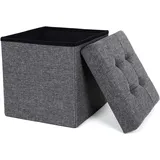 Songmics Sitzhocker mit Stauraum, faltbarer Hocker, Fußhocker, Falthocker, Sitzwürfel dunkelgrau