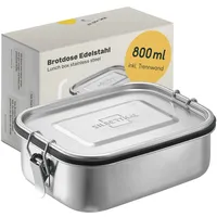 SILBERTHAL Brotdose Edelstahl 800ml für Kinder mit Fächern & Dichtung – Lunchbox Kinder & Erwachsene – Auslaufsicher & Leicht - Ideal für Unterwegs & Camping