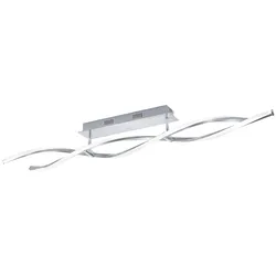 LED Deckenleuchte, stahlfarben, wellenförmige Leuchtkörper, dimmbar, modern