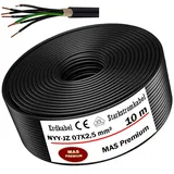 MAS-Premium® Erdkabel Deutscher Marken-Elektrokabel Ring zur Verlegung im Erd- und Außenbereich Standard Starkstromkabel (NYY-JZ 07X2,5 mm2, 10m)