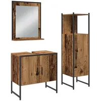 VidaXL 3-teiliges Badezimmer-Schrankset aus altem Holz und engineered Wood