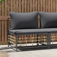 vidaXL Garten-Mittelsofa mit Dunkelgrauen Kissen Poly Rattan