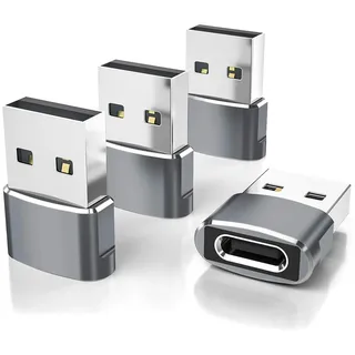 Elebase iPhone 16 Pro Ladegerät Adapter,USB auf USB C Adapter 4 Pack,Typ C Buchse zu A Stecker Ladegerät Netzteil für iPhone 15 14 Pro Max,Samsung Galaxy Z Fold Flip 6,S25 S24 S23,iPad 10 Air 5 Mini 7