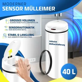 Kesser Automatik Sensor Mülleimer 40 l Silber