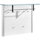 Moderano Garderobenpaneel Alufarben, Weiß Hochglanz, Metall, Glas, Holzwerkstoff, 96x78x33 cm, Garderobe, Garderobenpaneele, Garderobenpaneele