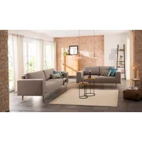 2-Sitzer HOME AFFAIRE "Lasse", braun, B:198cm H:84cm T:89cm, Filzoptik (100% Polyester);Luxus-Microfaser (100% Polyester);Struktur fein( 100% Polyester), Sofas, im scandinavischem Stil mit Holzfüßen