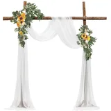 Vevor Blumen für Hochzeit Bogen, gelbe Blumen für Traubogen mit Vorhängen (3er-Set) – 2 Blumenarrangements, 1 transparente Vorhänge, für Zeremoniensträuße, Empfangshintergrunddekoration