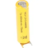 AccuCell Flat Top NiCd Akku 1,2V 780mAh / AA Lötfahne 3-er Print + / -- passend für Notstromanwendungen