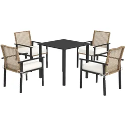Outsunny - Sitzgruppe - 79Lx79Wx75Hcm - Natur+Schwarz