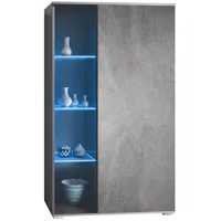 Vladon Vitrine, Schiefer, 71.5x134x35 cm, Wohnzimmer, Wohnwände, Vitrinenschränke