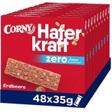 Corny Haferriegel Corny Haferkraft Zero Erdbeere, ohne Zuckerzusatz, 118 kcal pro Riegel, vegan, 48x35g
