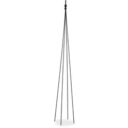 Relaxdays Rankhilfe Obelisk, 2er Set, HBT: 150x20x20 cm, Rankpyramide Kletterpflanzen, Metall, freistehend, schwarz