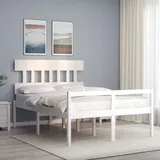 Seniorenbett Mit Kopfteil 140x190 Cm Weiß Massivholz
