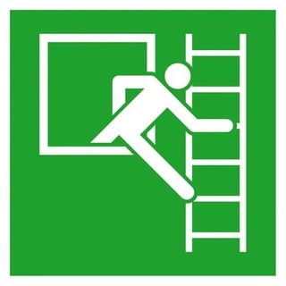 SafetyMarking Fluchtwegschild Folie Notausstieg mit Fluchtleiter rechts 38.3021 (B x H) 200mm x 200m