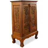 livasia Asiatischer Schrank aus Massivholz – 50x30x80cm – Handgeschnitztes Highboard aus Akazienholz, Kommode mit Einzigartigem Design, Nachhaltig & hochwertig