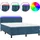 vidaXL Boxspringbett mit Matratze & LED Dunkelblau 140x200 cm Samt