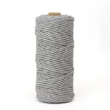 BICI Makramee Garn 3mm, 100m/200m Farbiges Makramee-Seil, Baumwollseil, Makramee-Garn, Bunte Baumwoll-Bastelschnur Zum Aufhängen, Pflanzenaufhänger, Basteln, Stricken (hellgrau,200M)