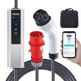 Vevor Typ2 EV Ladekabel für Elektrofahrzeug 32A Ladegerät mit CEE 32 Stecker Wallbox 7,36kW(einphasig)/22kW(dreiphasig) 7,5m Ladekabel EV Ladestation 4 Stufen der Stromanpassung(16A/20A/24A/32A)