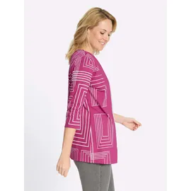 Classic Basics Shirtjacke in Magenta-Ecru-bedruckt 42