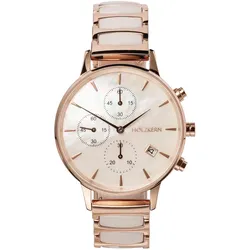 Holzkern Damenuhr Chronograph Shiny Perlmutt/Keramik
