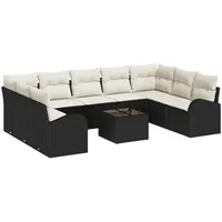 VidaXL 9-teiliges Garten-Sofa-Set mit Kissen Braunes Poly-Rattan