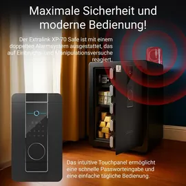 Extralink Lock Star XP-70 Elektronischer Safe mit Code und Fingerabdruck Tresor - Schwarz