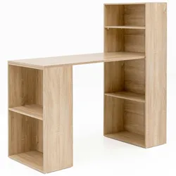 KADIMA DESIGN Schreibtisch WL5.693 mit Regal 120 x 120 x 53 cm Sonoma Holz Modern, Schreibtischregal Ablagefächer PC Tisch, Computertisch mit Ablage, Design Tisch