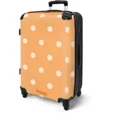 NoBoringSuitcases.com® Koffer Mittelgroß 67x43x25 cm Hartschalenkoffer Trolley Rollkoffer 4 Rollen Leicht Hartschale Größe M Muster - Punkte - Orange - Weiß