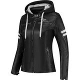 Rusty Stitches Joyce V2 Damen Motorrad Lederjacke Schwarz/Weiß 40