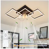 Nettlife Deckenventilator Beleuchtung Schwarz LED Deckenlampe 6 Stufen Fernbedienung leiser, Deckenventilator moder für Wohnzimmer, Esszimmer, Schlafzimmer schwarz