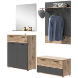 inn.furn Garderoben-Set Tomaso 195 x 200 cm Grau, Eiche