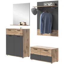 inn.furn Garderoben-Set Tomaso 195 x 200 cm Grau, Eiche