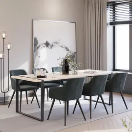 Tectake Marilyn 4 St. Samt grau/schwarz