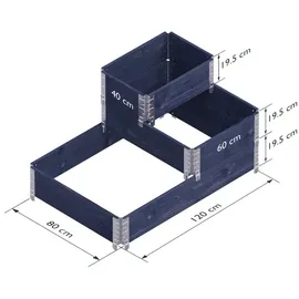 upyard Holz-Stufenbeet, Variante 2, ca. B120/H58,5/T80 cm, schwarz