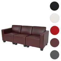 Mendler Modular 3-Sitzer Sofa Couch Lyon, Kunstleder ~ rot-braun