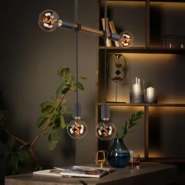 GLOBO Hängeleuchte 4-flg. 39 cm Holz Metall schwarz braun