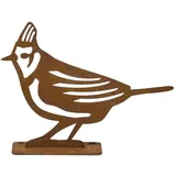 GARTENDEKO aus Rost – Vogelfigur Haubenmeise für Mauern & Zäune