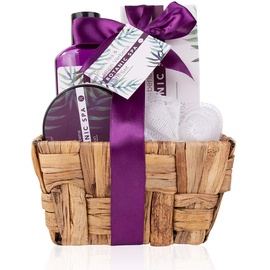 Accentra – Badeset Frauen Botanic SPA im Seegraskorb – 4-teiliges Pflegeset mit Duschgel, Badesalz, Bodylotion & Netzschwamm – Wellness Geschenkset zum Geburtstag, Valentinstag & Weihnachten