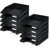HAN Briefablage KLASSIK, 10 STÜCK Schreibtisch Organizer, Bürobedarf, Ablagefächer, Büromaterial, Briefkorb, Dokumentenablage, bis Format A4/C4, 1027-X-13, schwarz