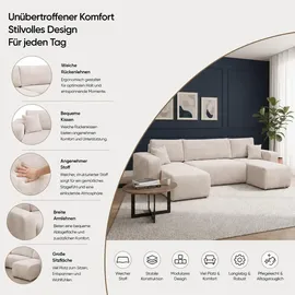 venasi Ecksofa U-Form Grau
