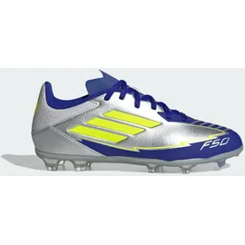 adidas F50 League MG/FG Kinder Silver Metallic/Solar Yellow/Lucid Blue 35