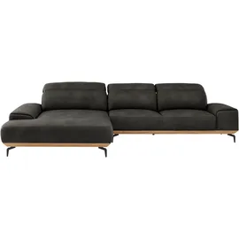 Musterring Wohnlandschaft MUSTERRING "MR 2490 Ecksofa mit erstklassigem Sitzkomfort, Long-Life-Leder", schwarz (anthrazit, s), B:342cm T:207cm, Sofas, Wohnlandschaft, Fuß Schwarz, Sitzhöhe 46cm, wahlweise mit Funktionen, Maße 342x207 cm