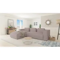 s-style möbel - Modernes Ecksofa Bello aus Puderrosa Cord mit Ottomane links und weichem Sitz, B/T/H: 262 cm / 176 cm / 64 cm - Pink