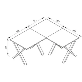 VCM Eckschreibtisch 160x160x80 Silber / Weiß