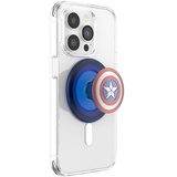 POPSOCKETS PopSockets: PopGrip Round für MagSafe - Inklusive Adapterring für MagSafe - Ausziehbarer Sockel und Griff mit einem Austauschbarem Top für Smartphones und Hüllen - Enamel Captain America