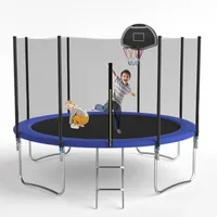 Outdoor Trampolin, Diameter 305/366cm, Outdoor-Trampolin für Kinder und Erwachsene, Freizeittrampolin mit Basketballkorb, Leiter und Rostschutzbeschichtung, Belastbarkeit 200/272KG (301)