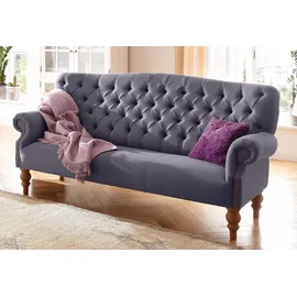 Home Affaire Chesterfield-Sofa HOME AFFAIRE "Lord", lila, B:188cm H:93cm T:84cm, Struktur fein (100% Polyester);Luxus-Microfaser Lederoptik (100% Polyester), Sofas, mit echter Chesterfield-Knopfheftung und Ziernägeln